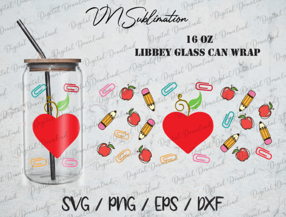16 Oz Libbey Glass Teacher SVG for Crafts & Graphics