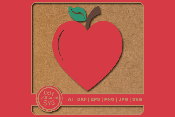 Red Apple Love Heart Teacher SVG for Crafts and Graphics
