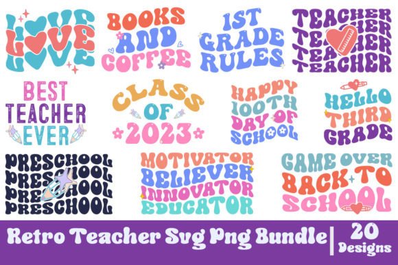 Retro Teacher Bundle: Graphics for Crafts & Brands